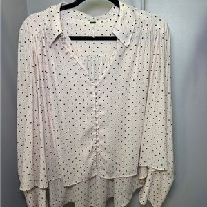 Free People Cream Puff Sleeve Blouse